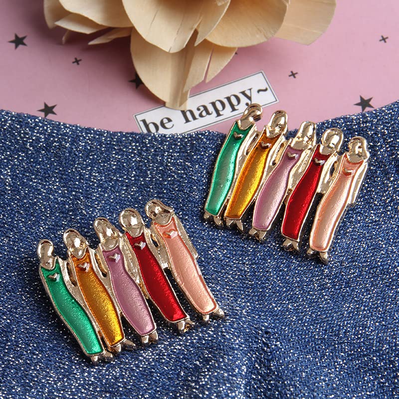Image of Ximimark 2 PCS five sisters Creative Sisters Brooch Women Friendship Sisterhood Series Enamel Brooch