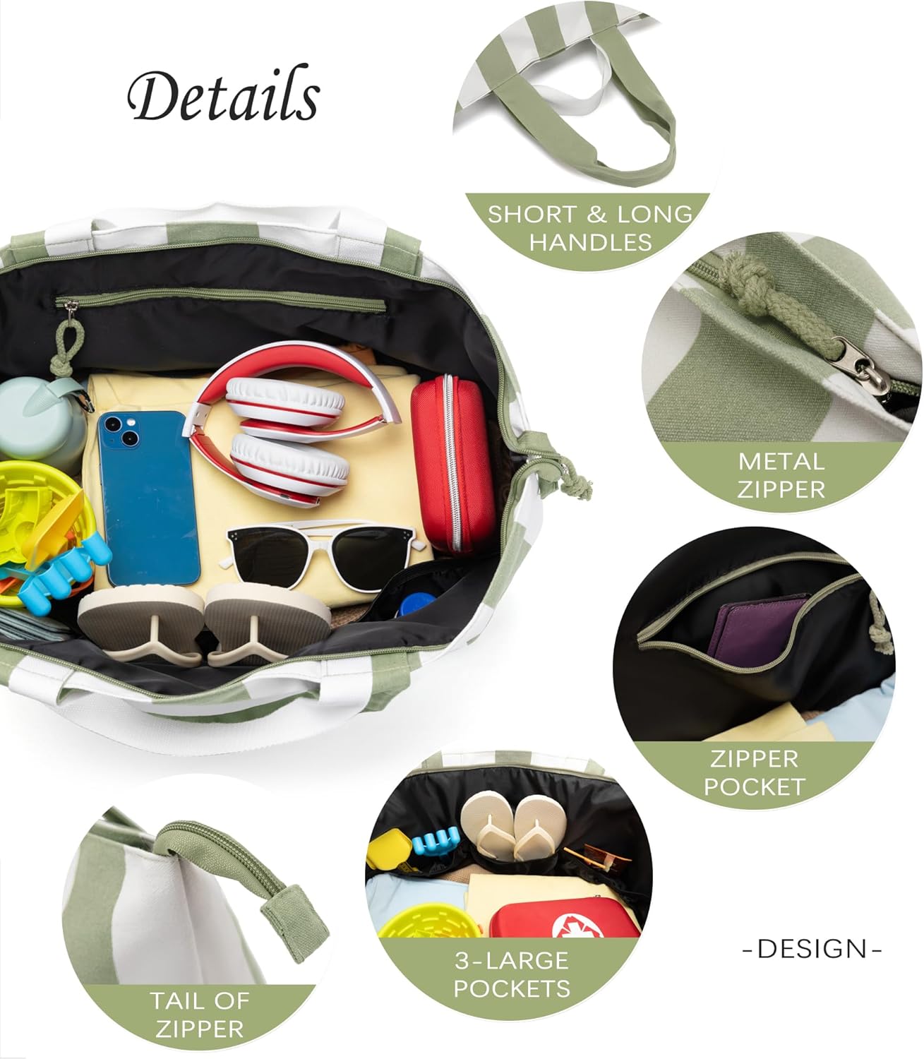 22'' 50L 100% Cotton Oversized Travel Tote Bag for Women - Tear-Resistant, Overnight/Weekend/Beach Bag - Image 6