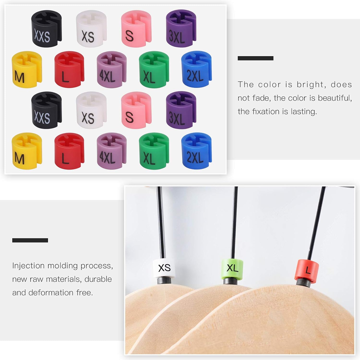 820Pcs Clothes Hanger Size Markers Color-Coding Garment Size Markers Tags Kit 9-Size from XXS to 4XL with Sturdy Storage Box
