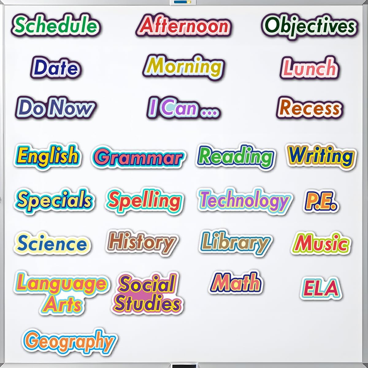 Amazon.com : 26 Pcs Classroom Schedule Magnets School Class Subject ...