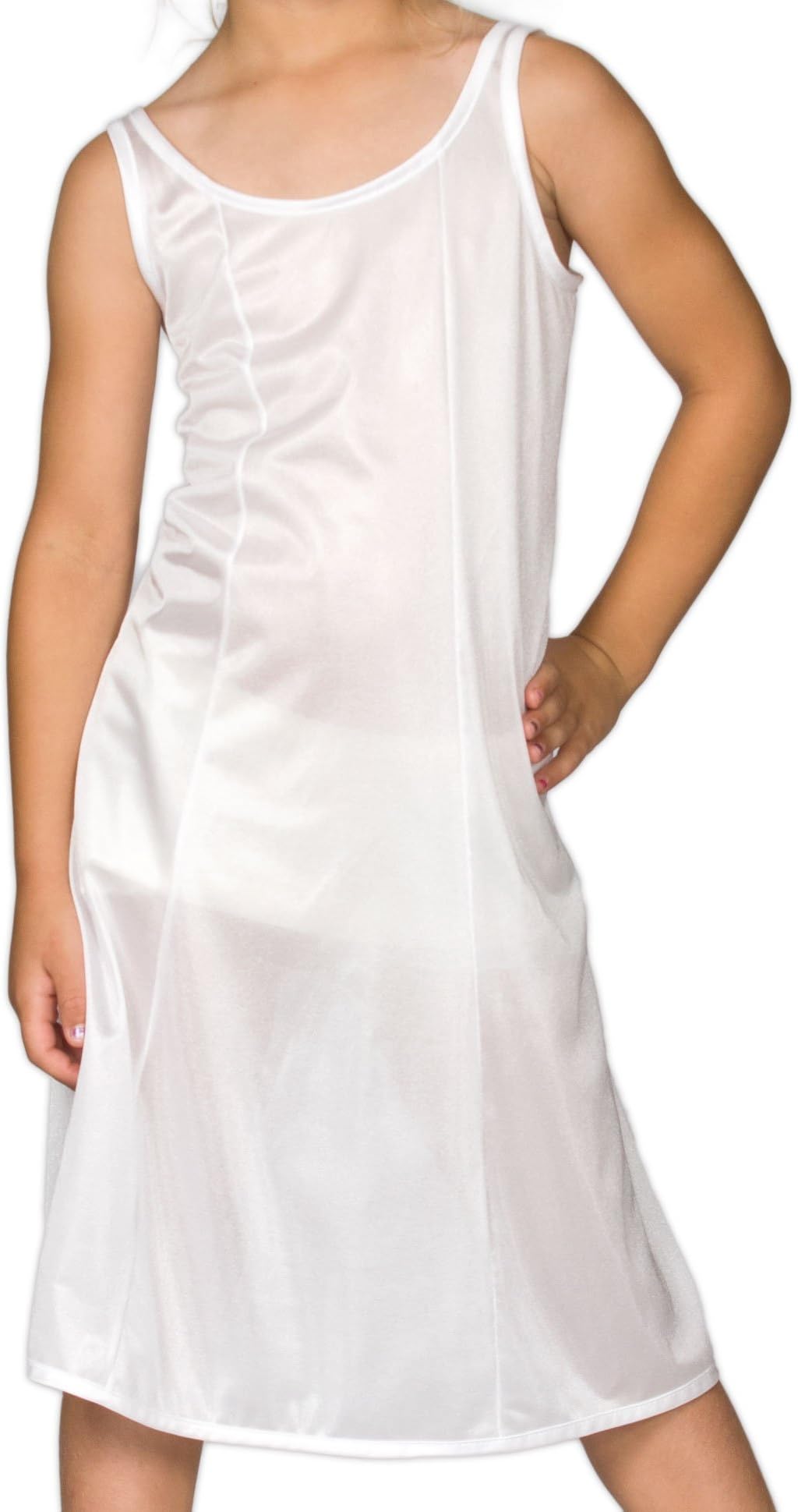 I.C. Collections Little Girls White Sleek Nylon Slip - Tea Length, 4-6x