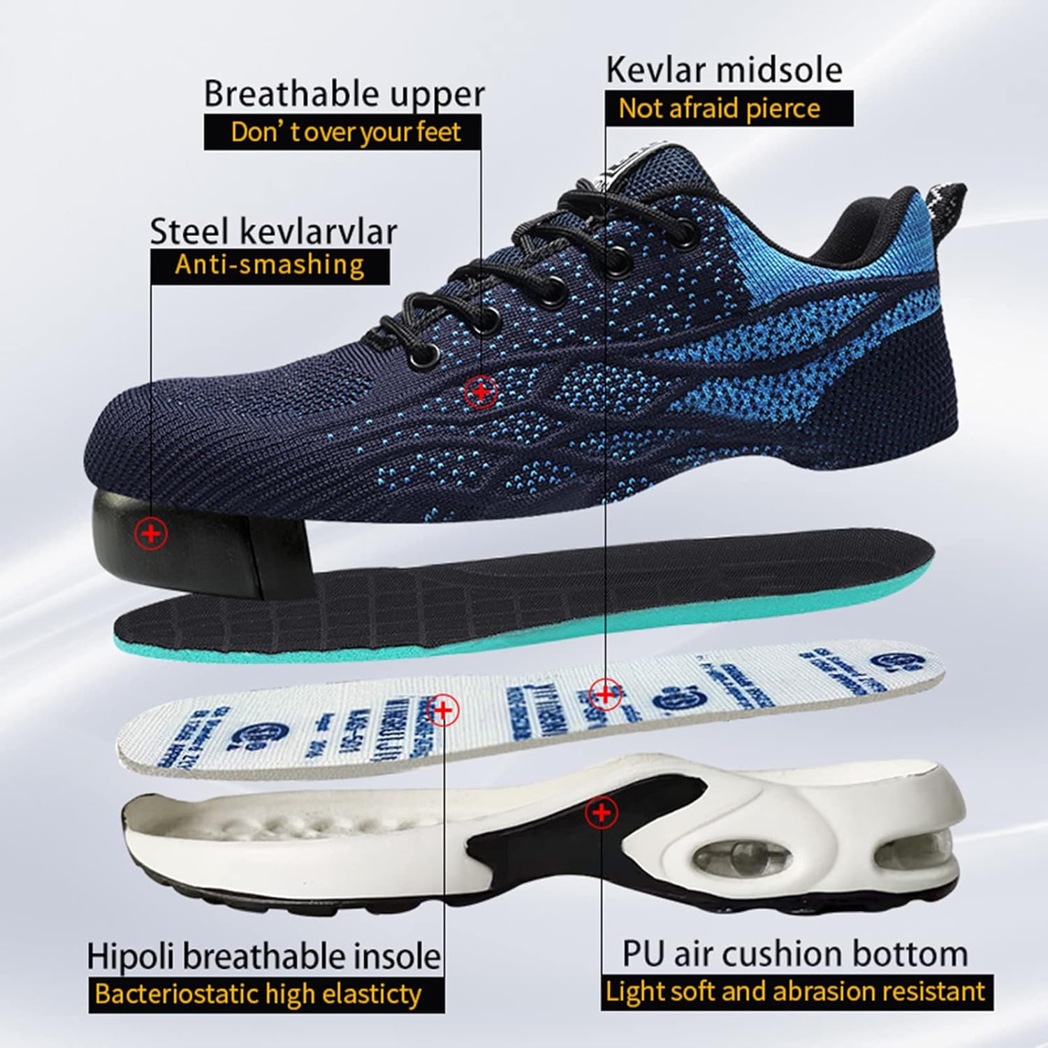 Dajingkj Werkschoenen voor dames en heren, veiligheidsschoenen, licht