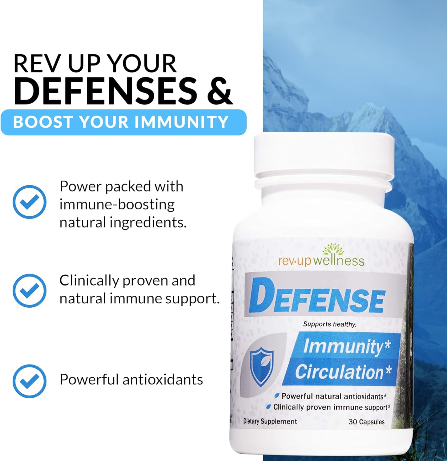 Defense - Daily Immune Support Supplement, with Natural and Clinically Proven Immune Wellmune Beta Glucan, Antioxidants and Essential Minerals, 30 Capsules - Image 2
