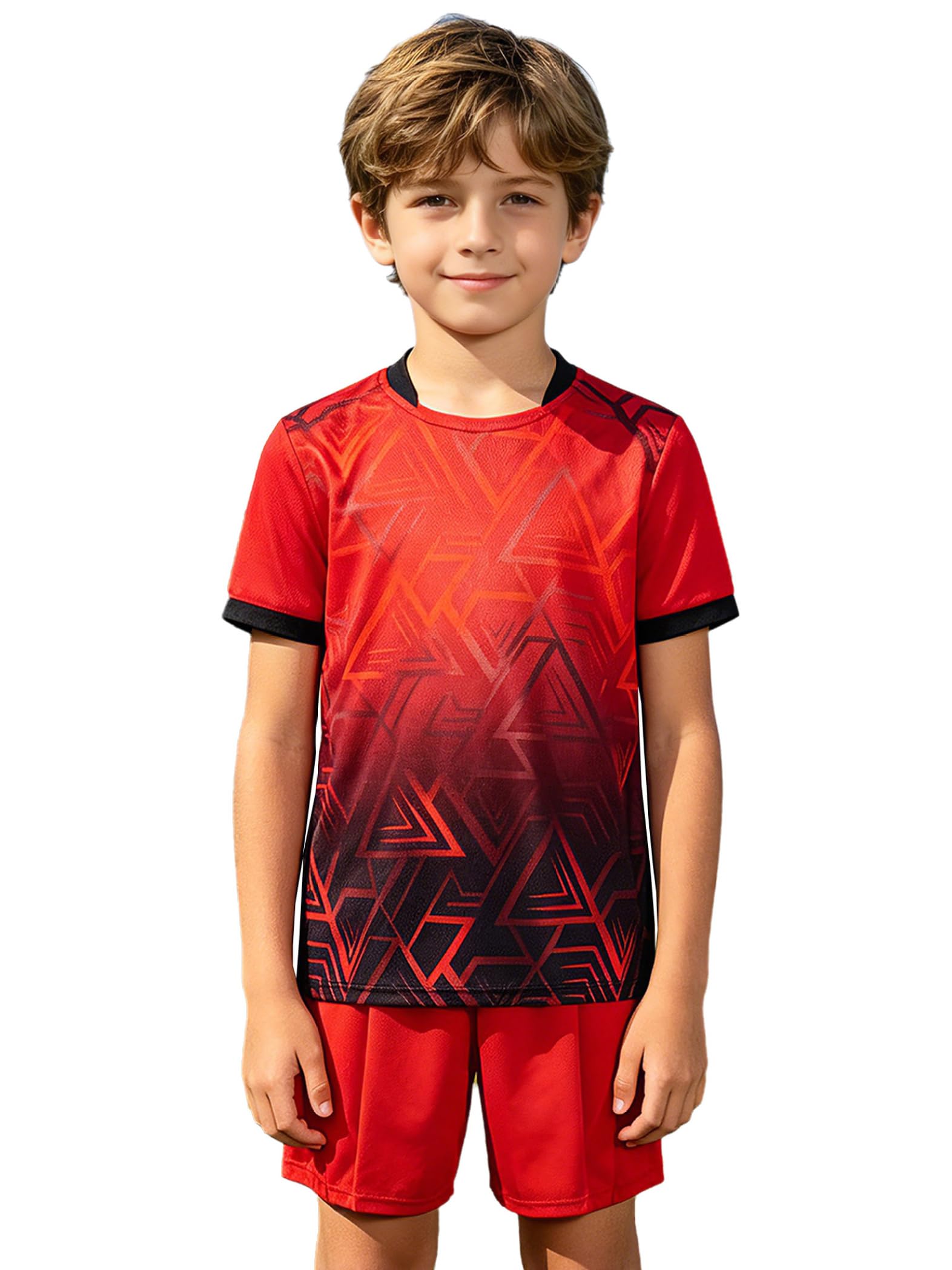 Set Trainingsanzug Sportanzug Sommer Jungen Kinder Kurzarm T-shirt Trikot mit Kurze Hosen Jogginganzug Fußball