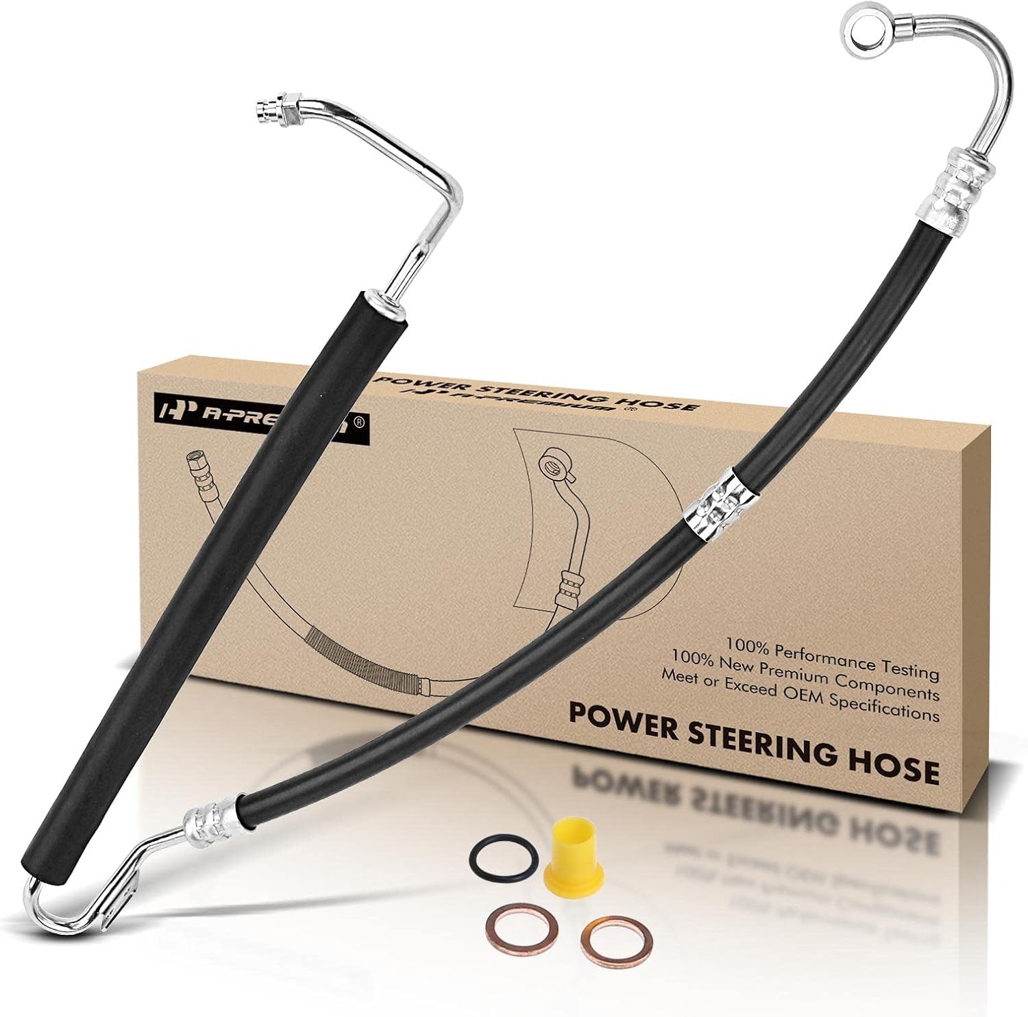 A-Premium Power Steering Pressure Hose Line Assembly Compatible with Mercedes-Benz C240 C320 2001-2005, CLK320 2003-2005, Only Base, with O-ring, Pump to Rack