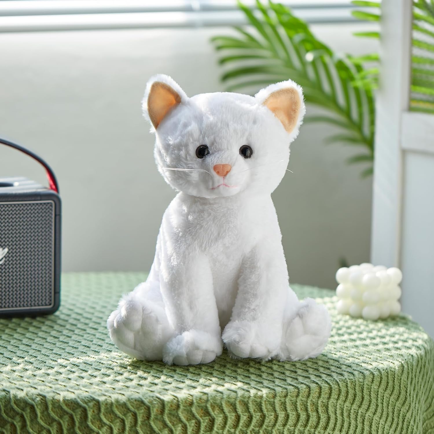 Houwsbaby 12'' White Musical Light Up Cat Stuffed Animal Kitty Plush Toy Singing LED Glowing Cat Plush Toy Christmas Festival Birthday Presents for Kids Girls Boys - Image 2