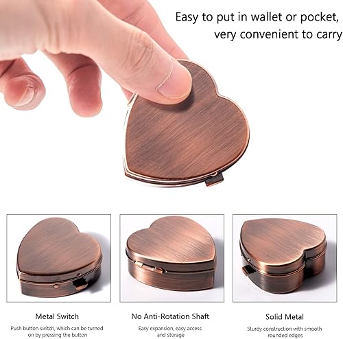 Miniatura 4 de Caja de almacenamiento portátil de metal simple Mini caja de medicina (cobre antiguo)