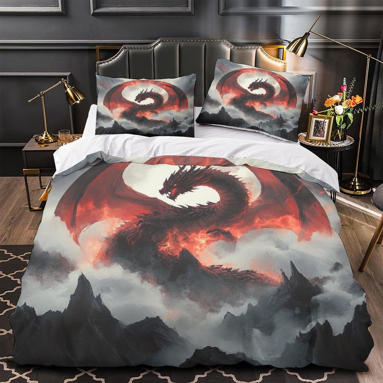 Housse de couette dragon fantastique pour une déco de chambre adulte moderne