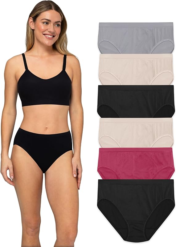 Fruit of the Loom Ropa interior sin costuras para mujer, increíble elasticidad y sin líneas de bombacha, suave debajo de la ropa