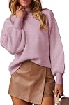 WEACZZY Chandails occasionnels pour femmes Léger Col de mock Batling manches longues Pull-over de Jumper enroulé