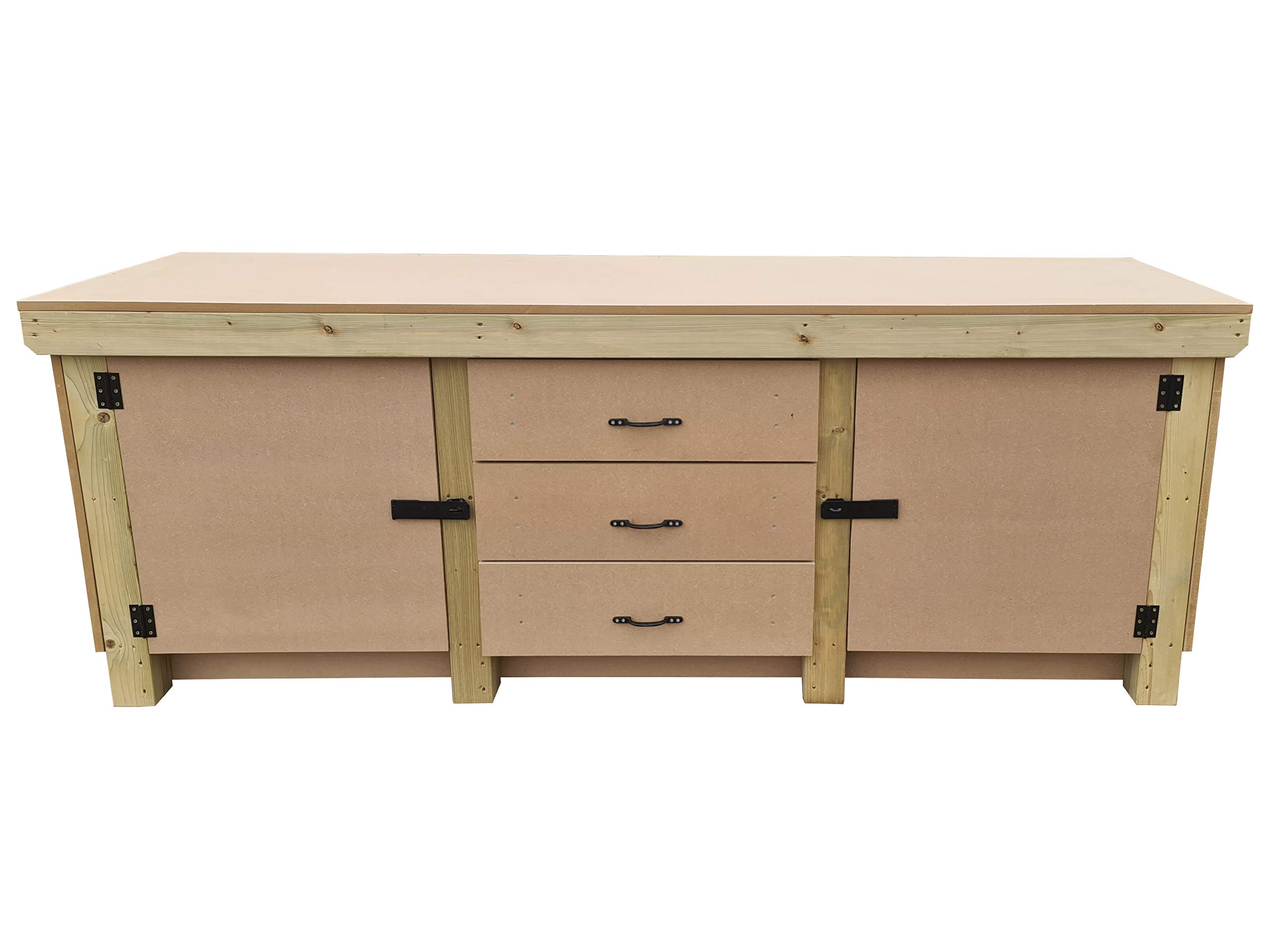 Arbor Garden Solutions Wooden workbench with drawers and double lockable cupboard - 18mm MDF Surface (V.8) (8ft)