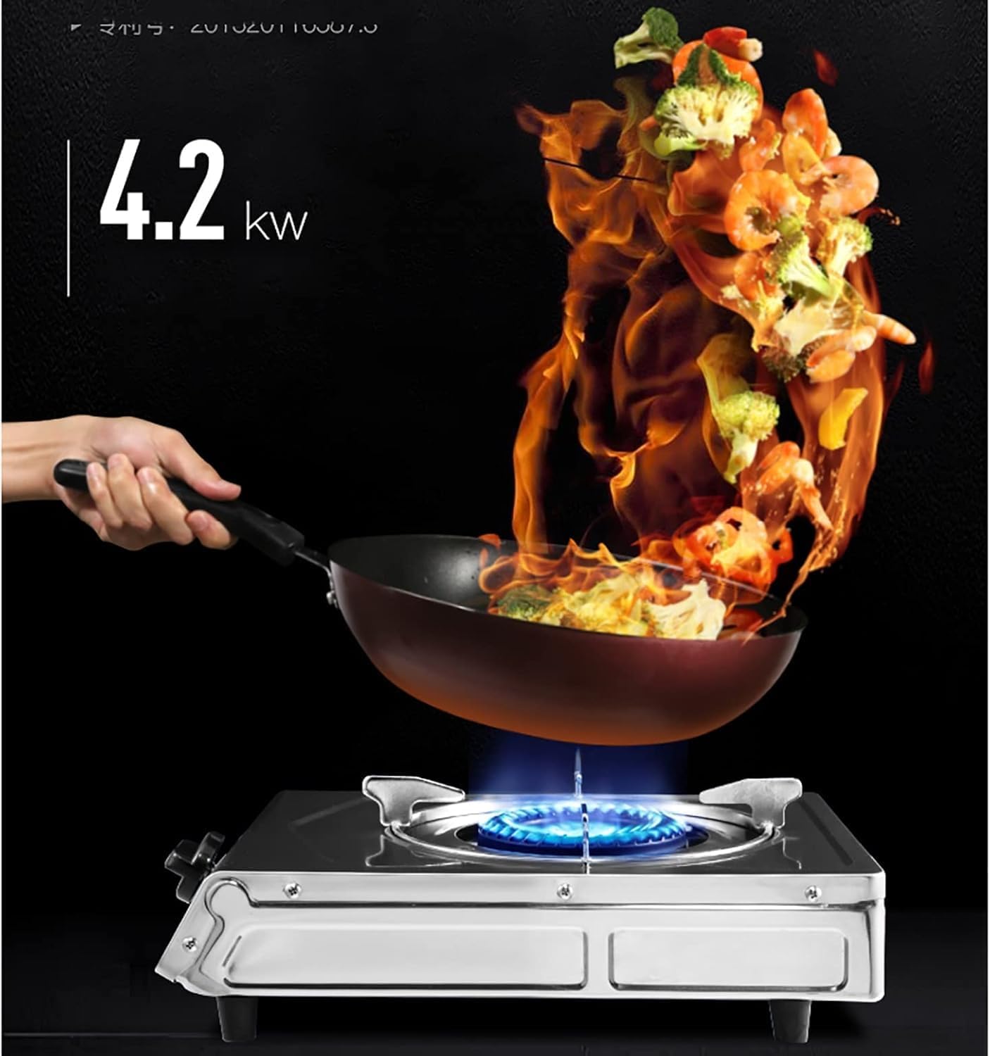 Gas cooktop Desktop Table-Top Gas Hob Gas hob 4.2KW Desktop Camping Gas Stove Portable Gas Stove Cooking Burner Stainless Steel Panel in Easy to Clean for Warming Cooking Boiling F