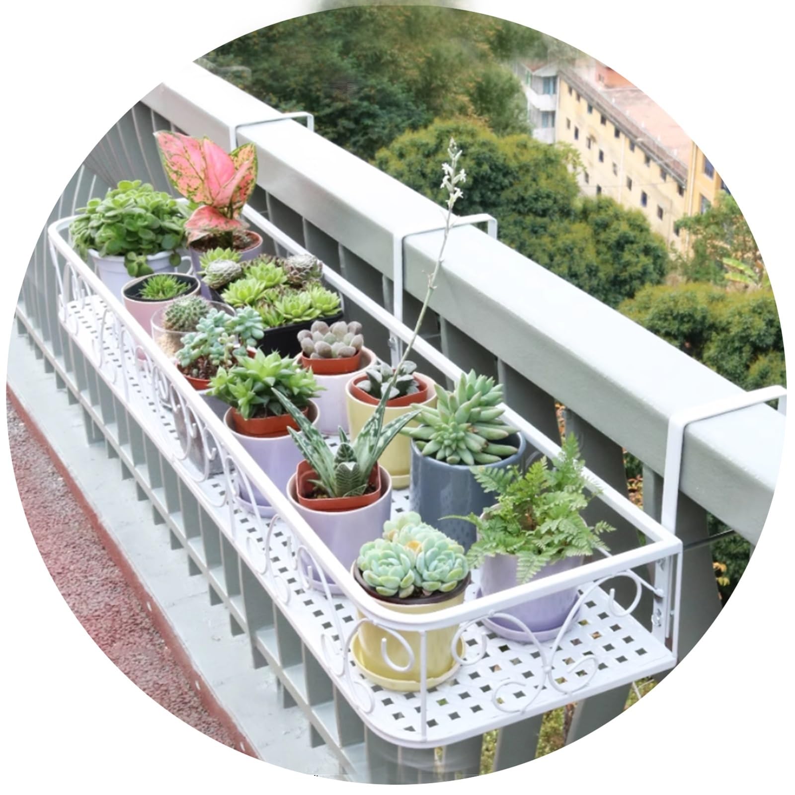Panier À Fleurs Suspendu pour Rebord De Fenêtre – Support Décoratif pour Jardinière De Balcon, Étagère D'exposition Intérieure/extérieure, Pratique Et Élégant(Blanc,50 * 20 * 12cm)