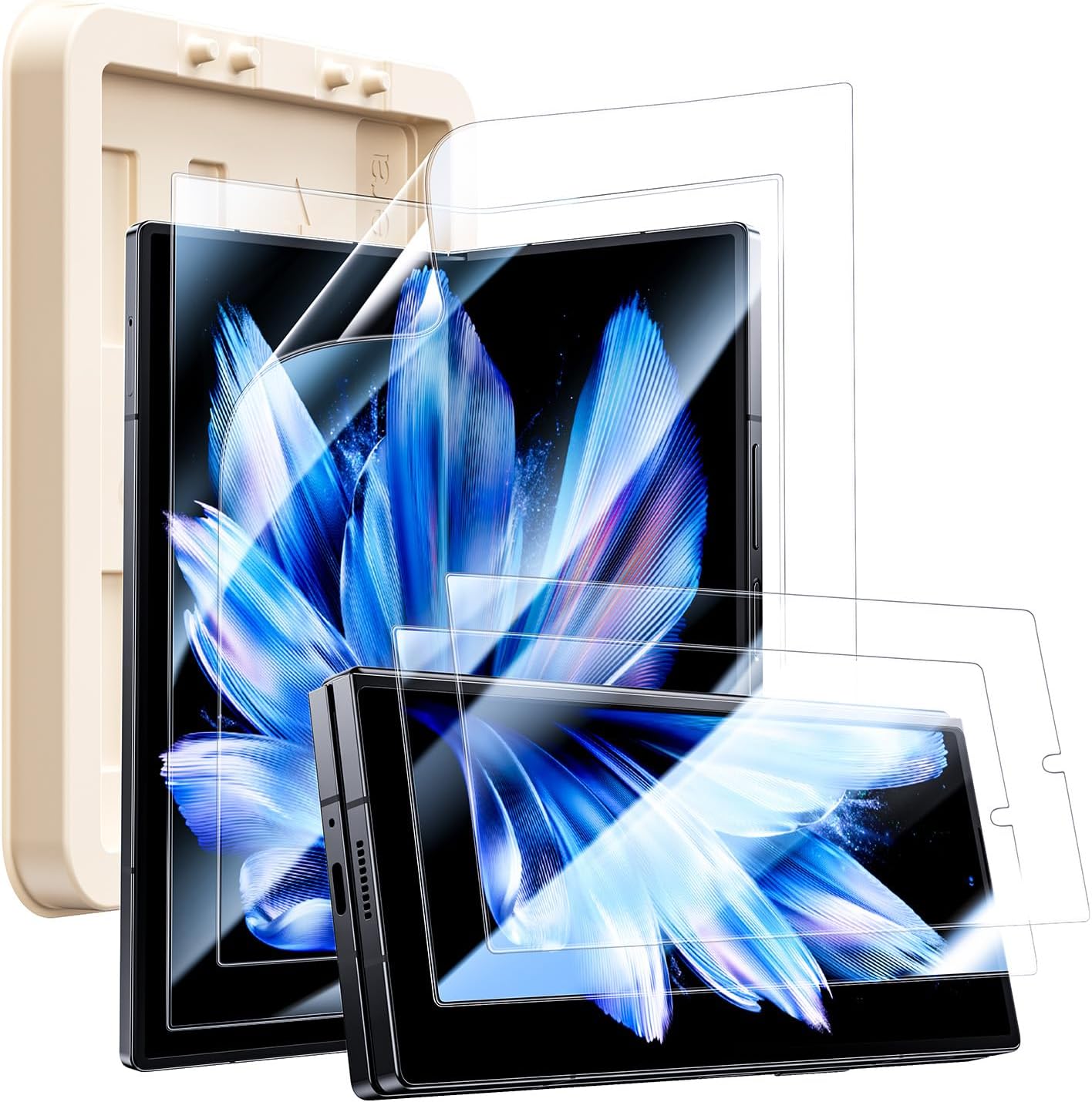 Hoerrye Screen Protector for Samsung Galaxy Z Fold 6 [[Bubble Self-extinction][Eco-Friendly Easy Installation Tool] HD Clear Case Screen Case Friendly,9H Hardness Tempered Glass Accessories 5G 2 Pack