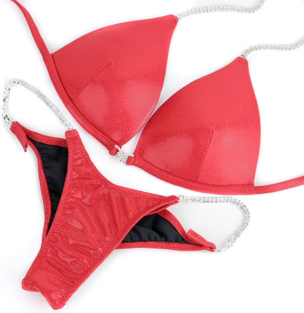 Vicky Ross Fit Plain NPC IFBB Competition Bikini (Red)