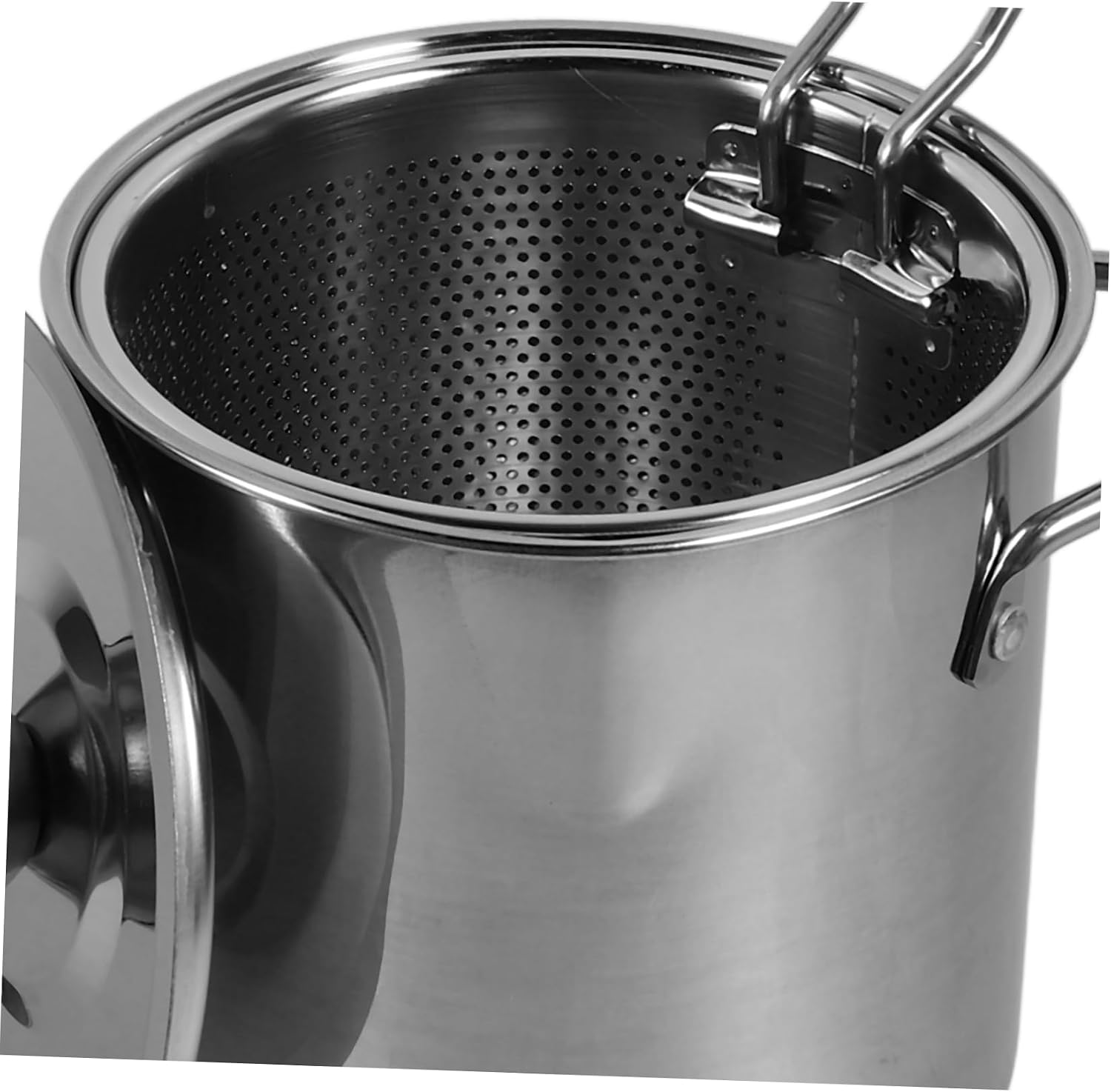 304 Stainless Steel Deep Fryer Set with Oil Filter Strainer Basket and Heat-Resistant Handle for Home Cooking for Frying Fish Shrimp Chicken