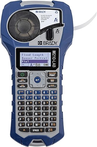 Brady M210-LAB Impresora de etiquetas portátil, azul/gris, 9.5 pulgadas de alto x 4.5 pulgadas de ancho x 2.5 pulgadas de profundidad