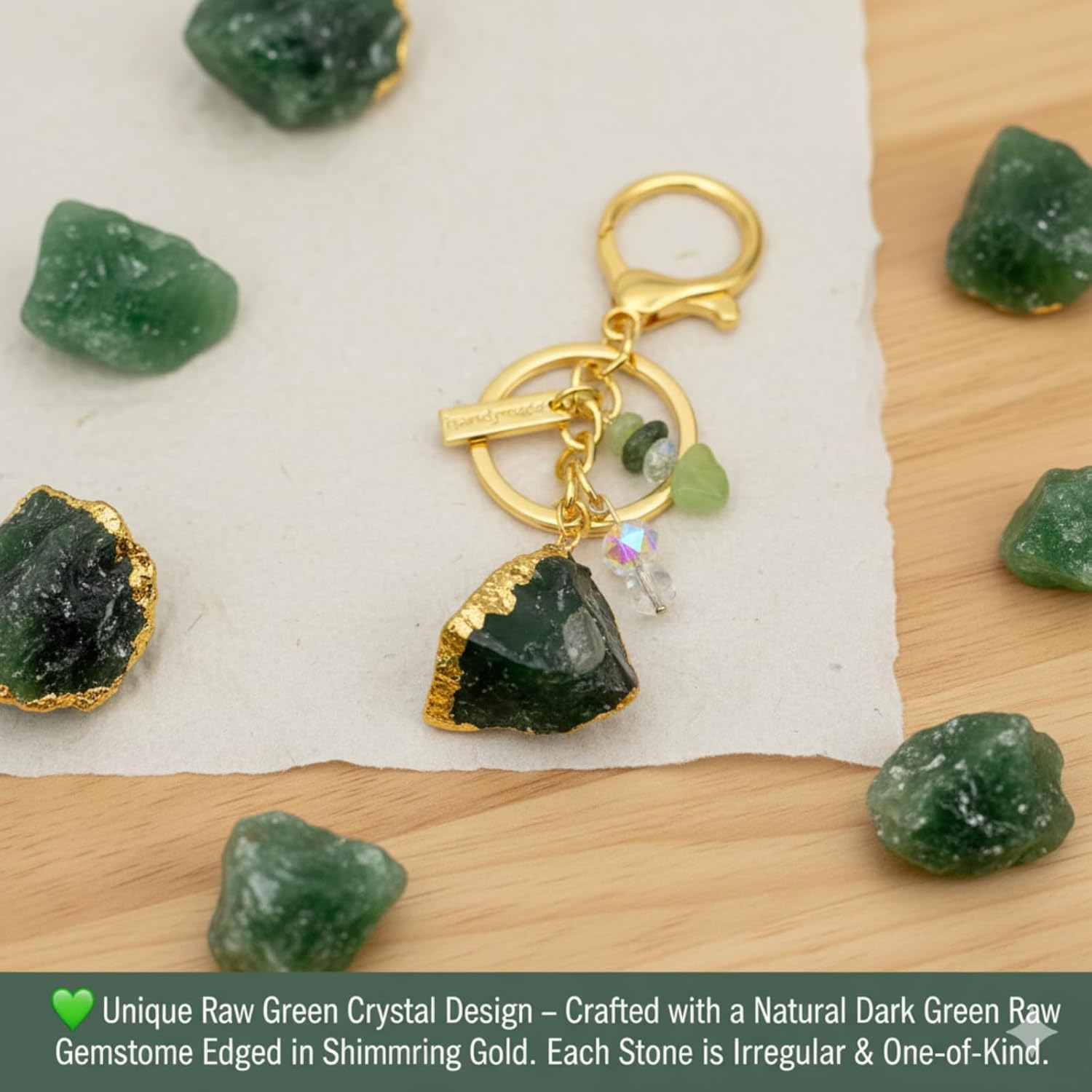 Raw Amethyst Keychain with Rose Quartz Healing Crystal Handmade Boho Charm for Bags,Gift for Friends & Her - Image 2