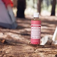 Vista 3 de Dr. Bronner's - Jabón líquido puro de Castilla (rosa, 16 onzas) - Hecho con aceites orgánicos, usos 18 en 1: cara, cuerpo, cabello, lavandería