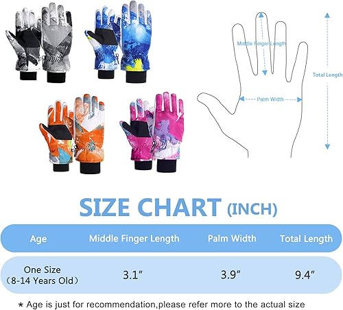 Miniatura 4 de American Trends Guantes de invierno impermeables para niños, guantes de nieve cálidos para niños y niñas, guantes de esquí para niños y niñas,