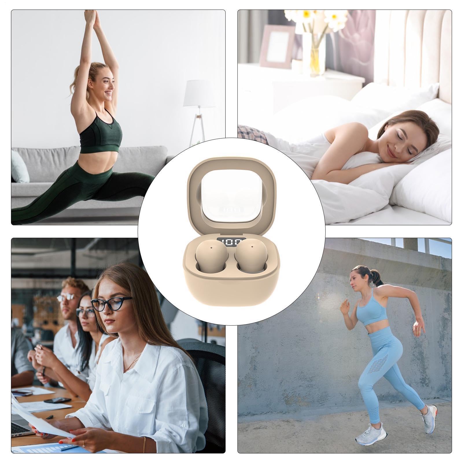 Auricolari stereo per dormire – Isolamento acustico wireless, dispositivo audio compatto, dispositivo acustico adatto all'orecchio, riduzione del rumore intelligente con supporto per custodia di