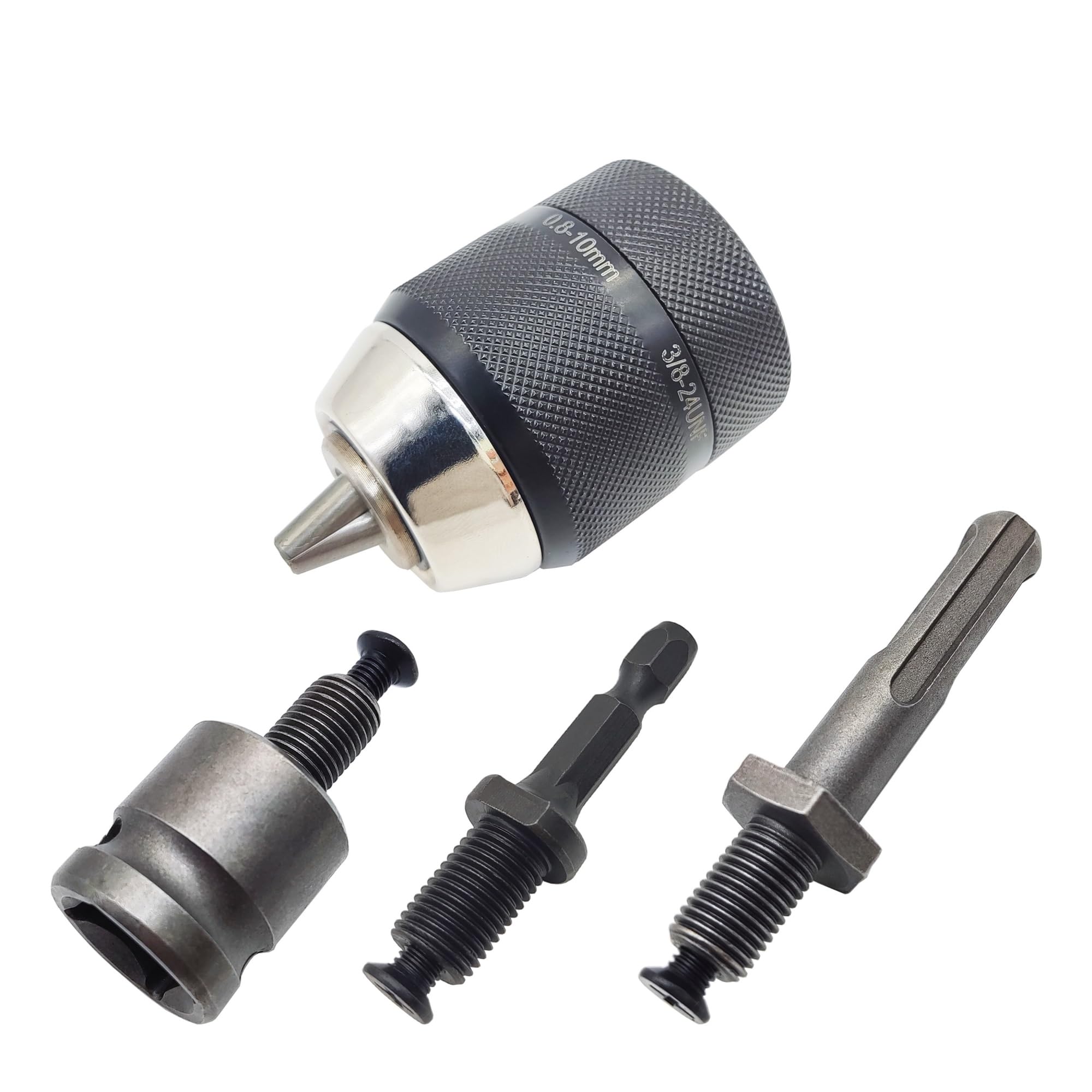 Adapter uchwytu wiertarskiego bez klucza 3/8-24UNF 10mm z chwytem sześciokątnym/SDS/adapterem klucza do wkrętarki udarowej (Color : Chuck and SDS shank)
