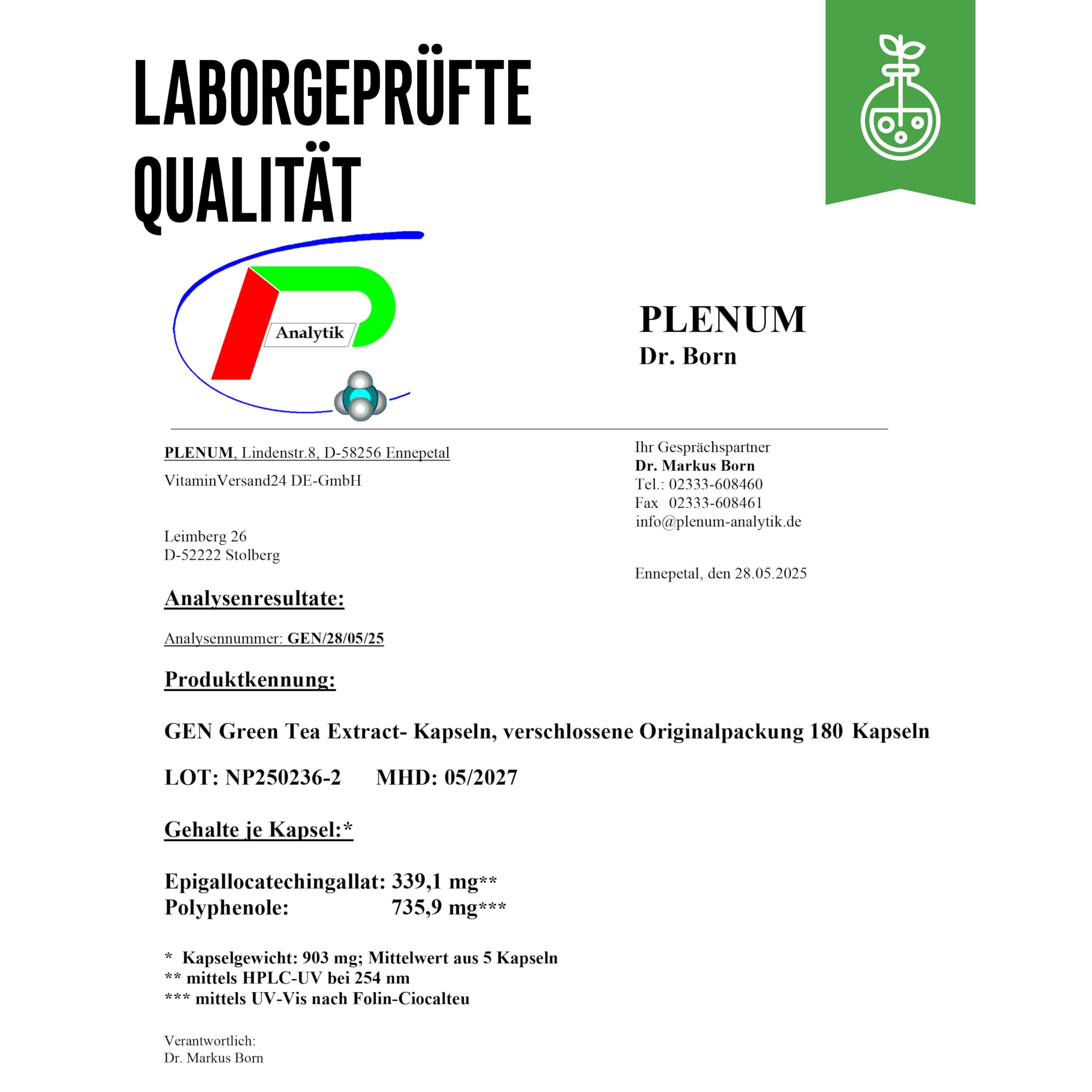 Green Tea Extract - 180 Kapseln - Extra hochdosiert mit 750 mg Grüntee-Extrakt pro Kapsel - 95% Polyphenole & 45% EGCG - Ohne unnötige Zusätze - Vegan