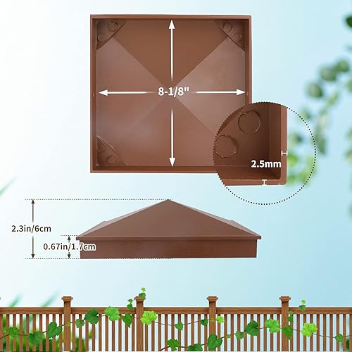 Miniatura 29 de Azdele True - Tapa de poste piramidal de aluminio resistente de 6 x 6 pulgadas, recubrimiento en polvo negro mate solo para postes de madera de 6 x