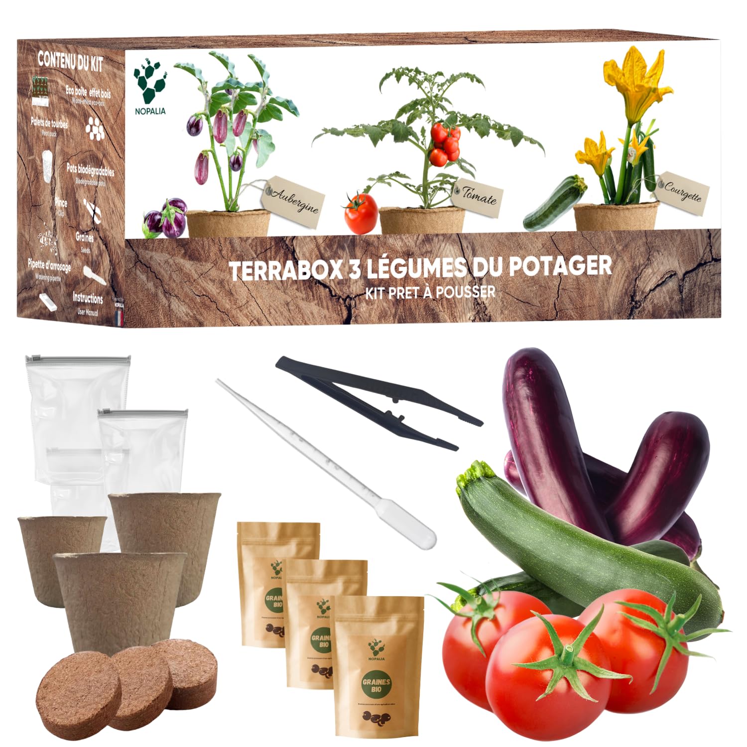 NOPALIA® Kit Potager Prêt à Pousser