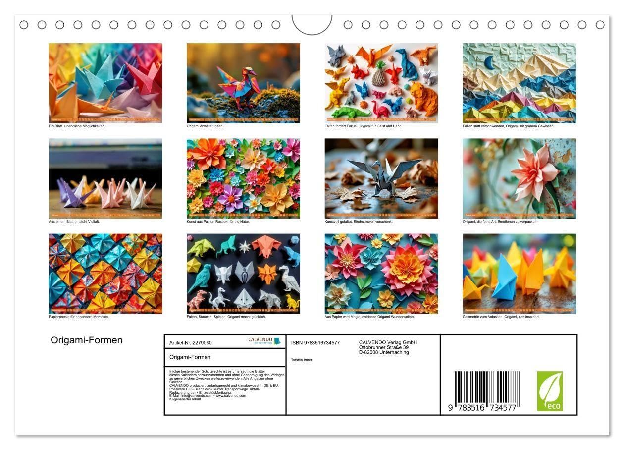 Origami-Formen (Wandkalender 2026 DIN A4 quer), CALVENDO Monatskalender: Origami verbindet Ästhetik und Struktur, mathematisch präzise Faltungen erzeugen komplexe Formen mit minimalistischer Eleganz.