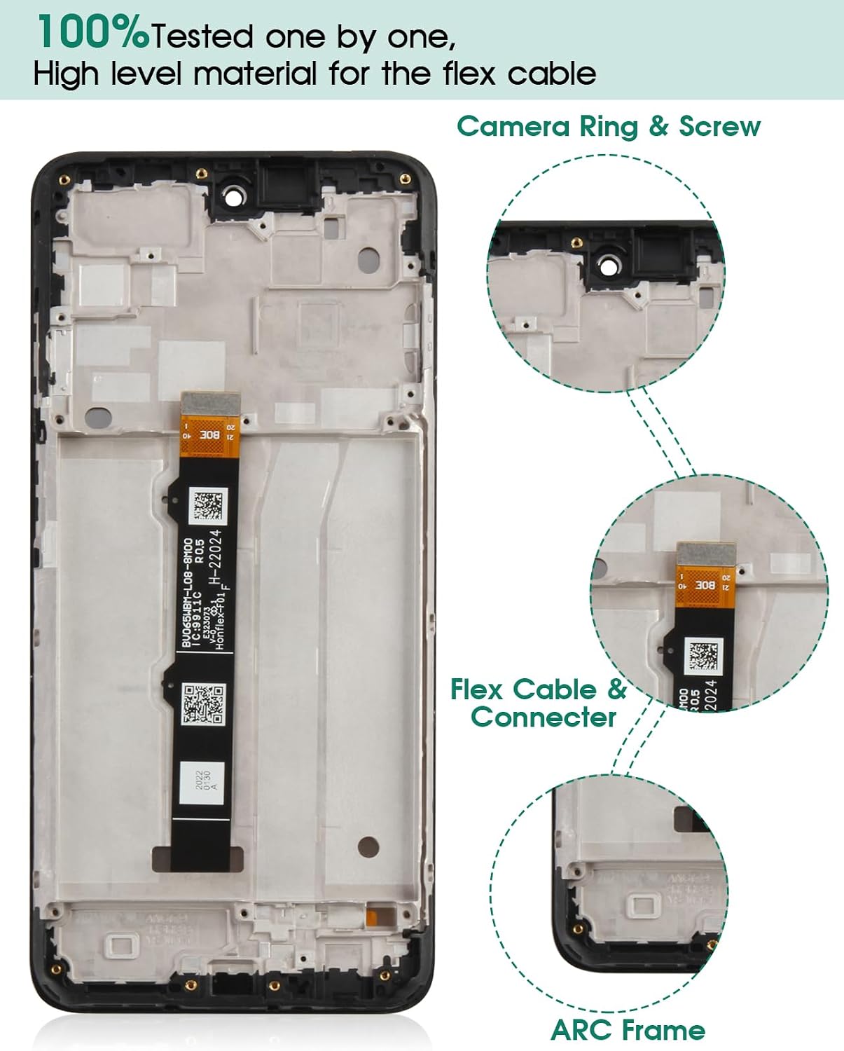 for Moto G 5G 2022 Screen Replacement for Moto G 5G 2022 LCD Display for XT2213 XT2213-3 Touch Screen Digitizer Assembly Replacement Repair Parts with Frame