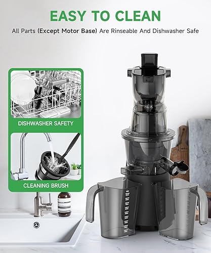 Miniatura 8 de Exprimidores de prensa en frío, exprimidores de masticación lenta con canal de alimentación doble de 3.3 pulgadas de ancho para frutas y verduras