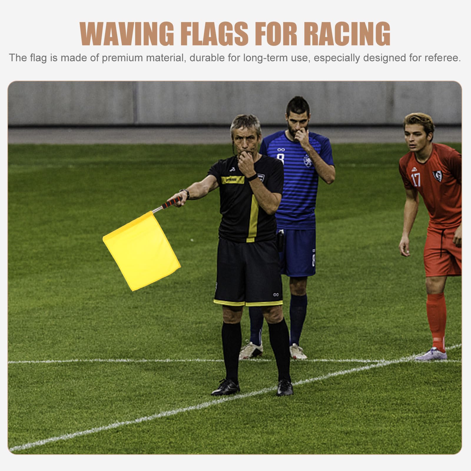 Amosfun Drapeau Jaune de Signalisation pour Arbitre Football Plein Air