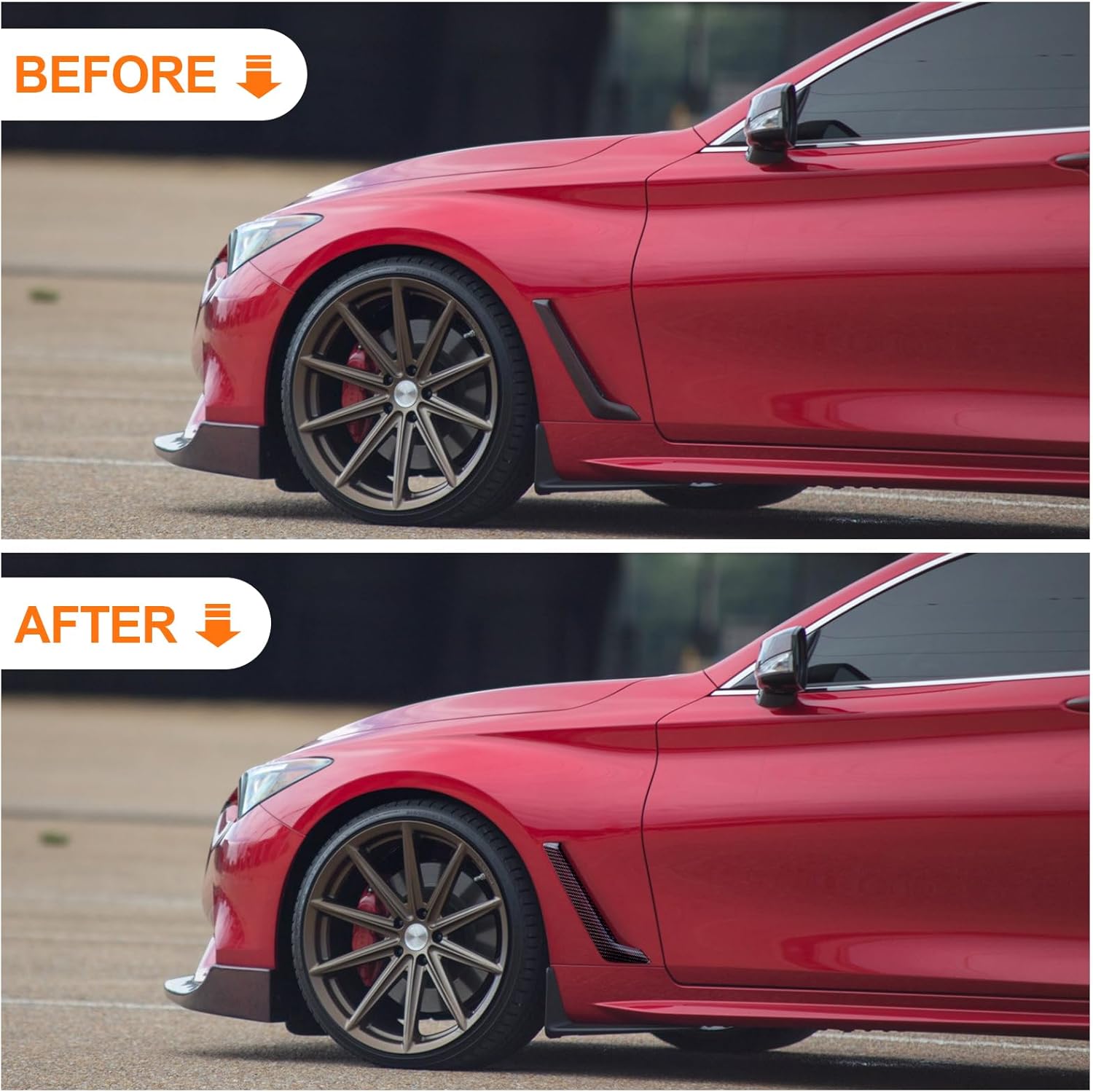 Real Carbon Fiber Front Fender Side Vent Cover Compatible with Infiniti Q60 2017–2022, 3K Dry Carbon Fiber Air Vent Garnish Exterior Trim Accessories