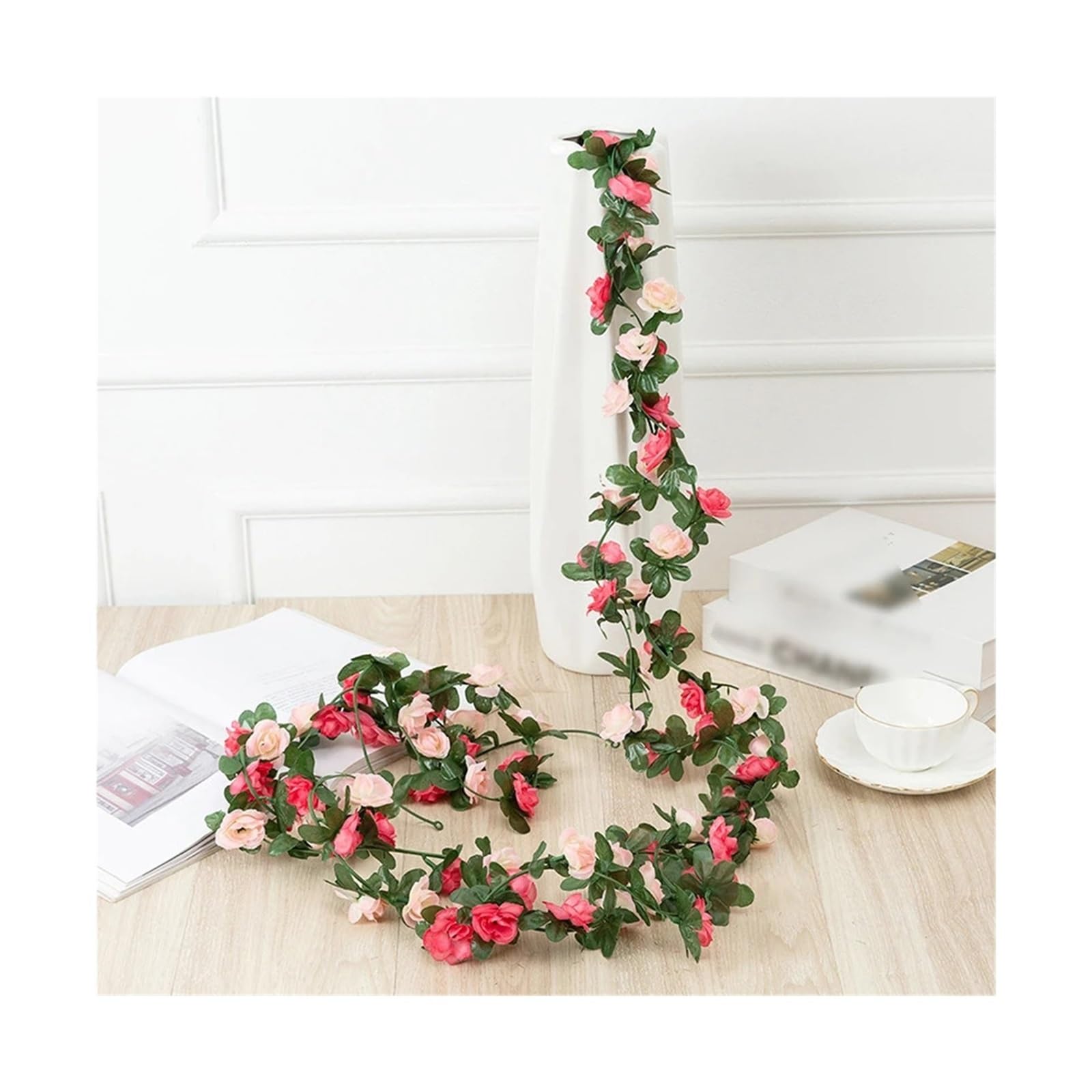 Ayztantine artificial flowers 2.5m 1.8m Rose Artificial Flower Vine For Wedding Garland White Pink Home Room Decoration Silk