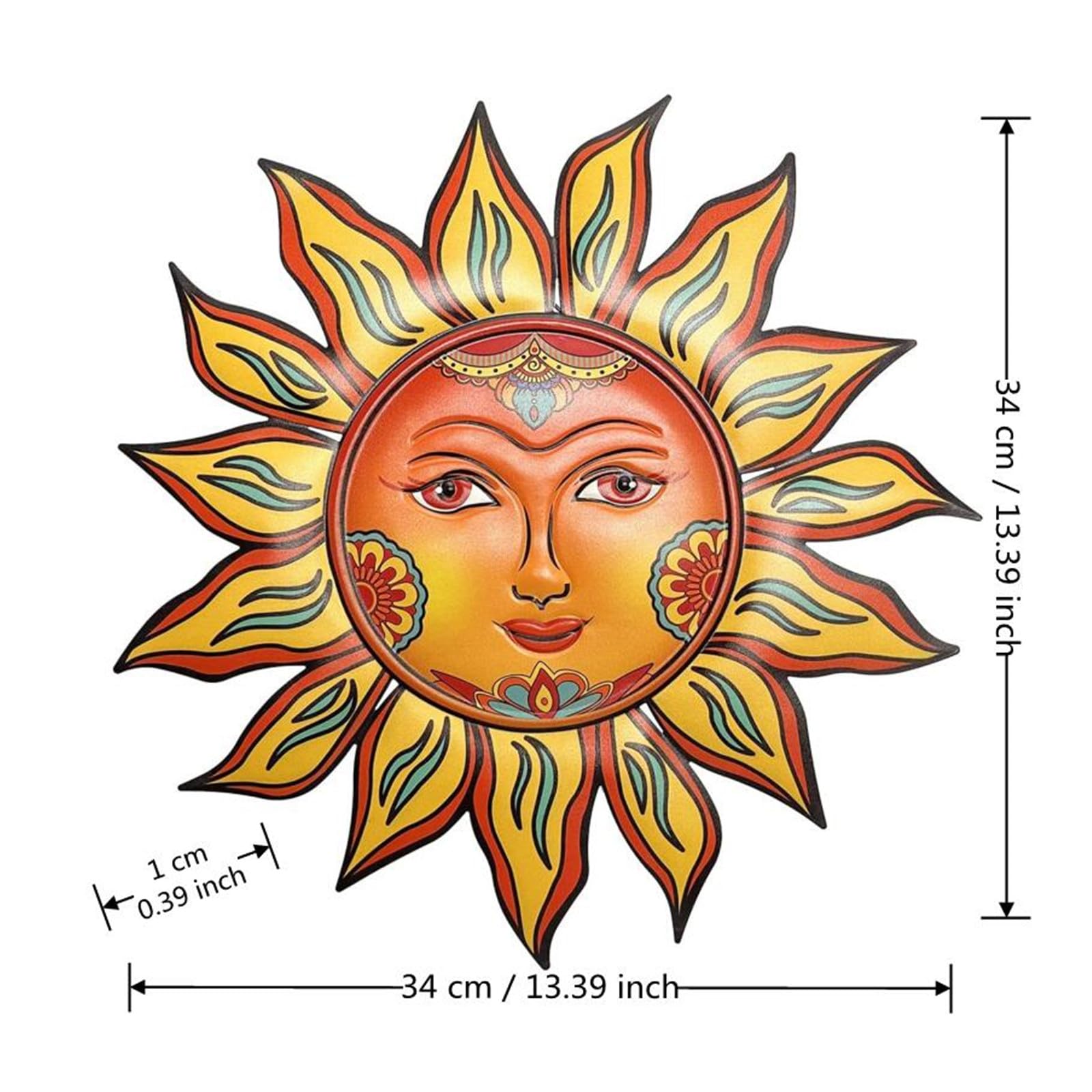 DEARBIRDER Metal Sun Wall Art Decor, Hanging for Indoor Outdoor Home Patio Garden Fence Yard - Image 2