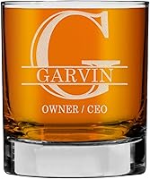 Vista 36 de Monograma grabado de cristal de whisky Rocks de 11 onzas (letra J), regalos de bourbon personalizados de la A-Z para hombres, día del padre, vidrio