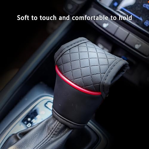 Miniatura 3 de Funda de cuero para palanca de cambios de automóvil, cubierta antideslizante para pomo de palanca de cambios automática, accesorios universales para