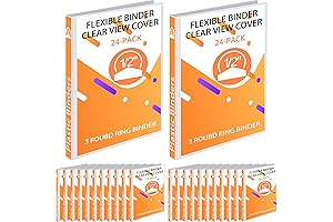 Fulmoon Bulk 1/2 Inch White Plastic Binders with Transparent Covers