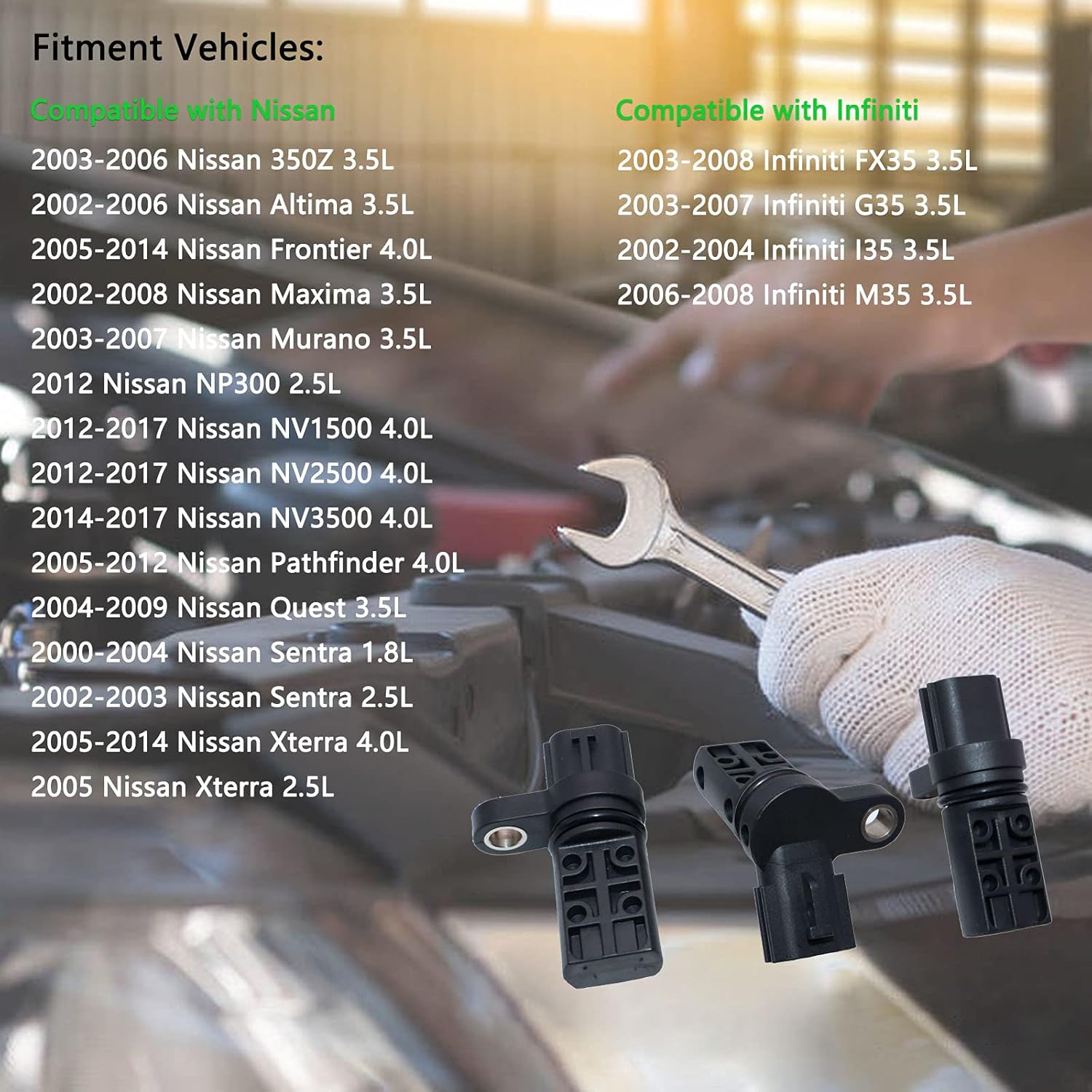 KEJSTED 3PCS Camshaft Crankshaft Position CPS Sensor Kit 23731-AL60A 23731-AL61A 23731-6J90B Compatible with Nissan Altima 350Z Maxima Frontier Murano NV1500 2500 Pathfinder Quest Xterra Infiniti G35 : Automotive