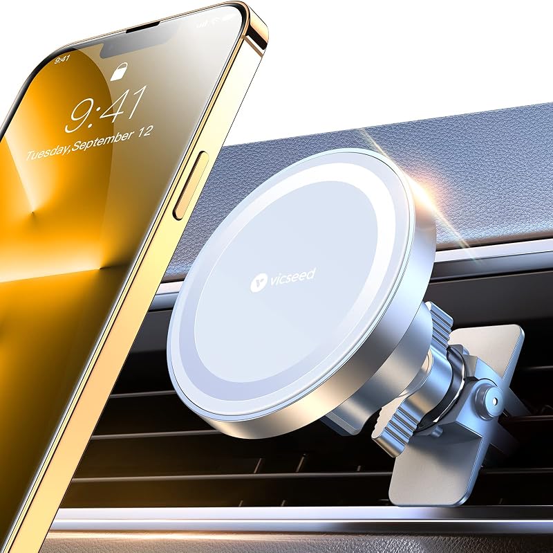 VICSEED para soporte de auto MagSafe [potencia magnética más fuerte mejorada] Soporte magnético para teléfono para ventilación de auto 360 ​​ajustable magnético soporte para teléfono de auto para iPhone 16 Pro Max 15 14 13 12 Plus Mini
