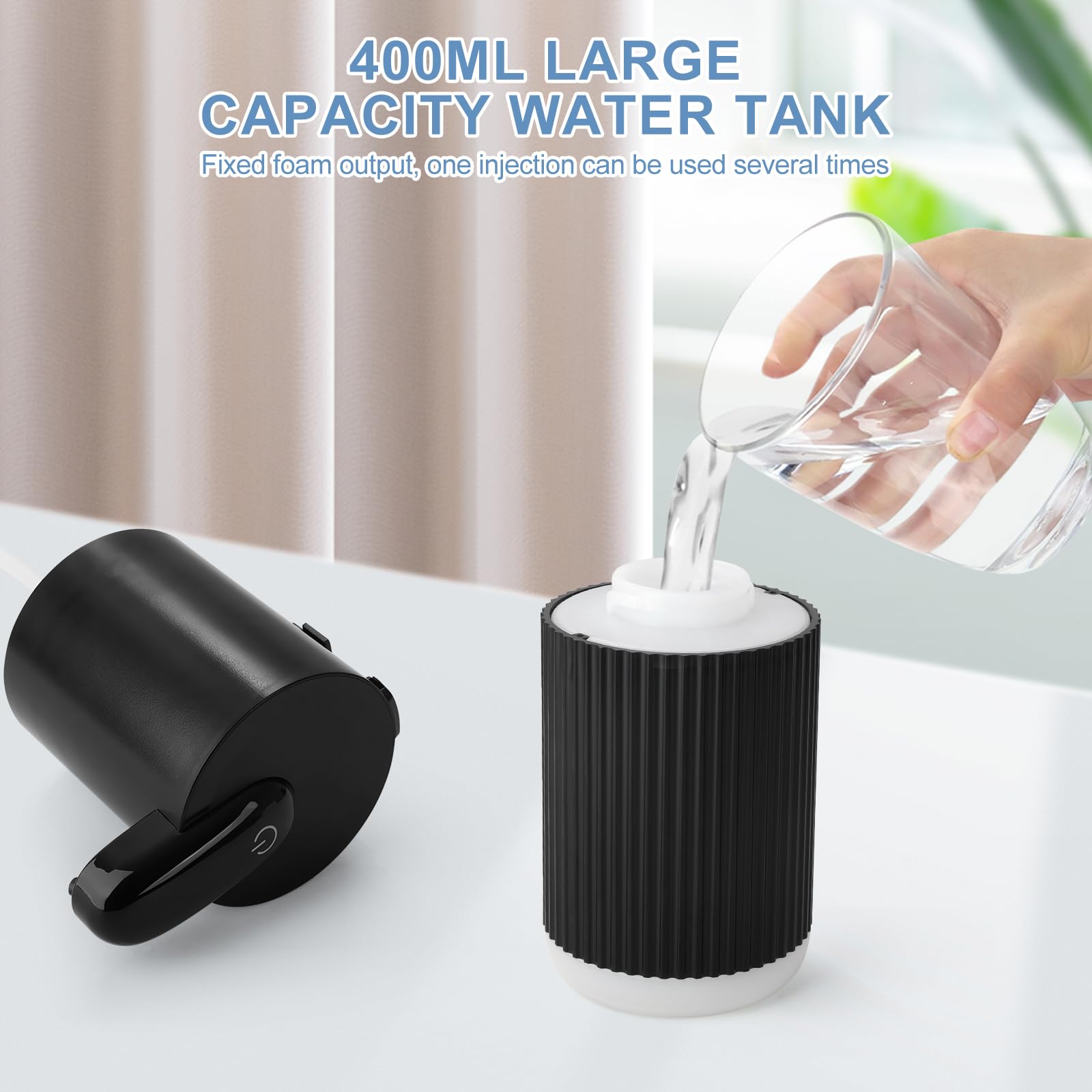 Cuteefun Dispenser Sapone Bagno Automatico, 400ml Dosatore Sapone Liquido Ricaricabile, 4 Livelli Regolabili, Impermeabile IPX5, Sensore a Infrarossi Senza Contatto per Bagno, Cucina, Bianco a Coste Cuteefun Dispenser Sapone Bagno Automatico, 400ml Dosatore Sapone Liquido Ricaricabile, 4 Livelli Regolabili, Impermeabile IPX5, Sensore a Infrarossi Senza Contatto per Bagno, Cucina, Bianco a Coste