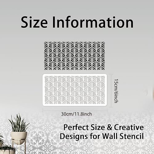 Vista 45 de INFUNLY Plantillas de pared de mandala para pintar paredes reutilizables de azulejos, plantillas de piso de concreto de 12 x 12 pulgadas para pintar