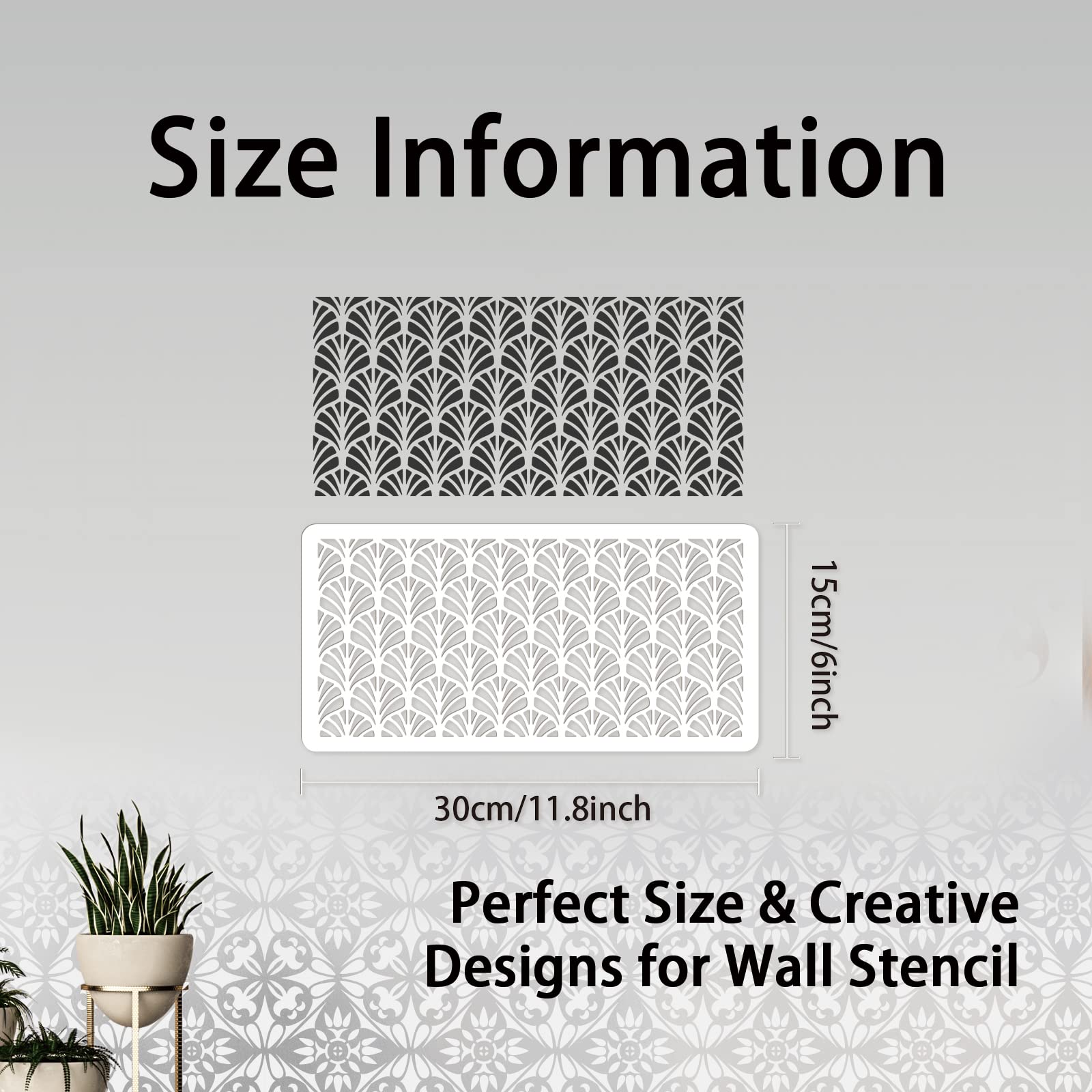 INFUNLY 4pcs Islamic Floral Wall Stencil Fern Pattern Reusable Stencil for Painting for Painting on Wood Wall, Tile, Canvas - Image 2