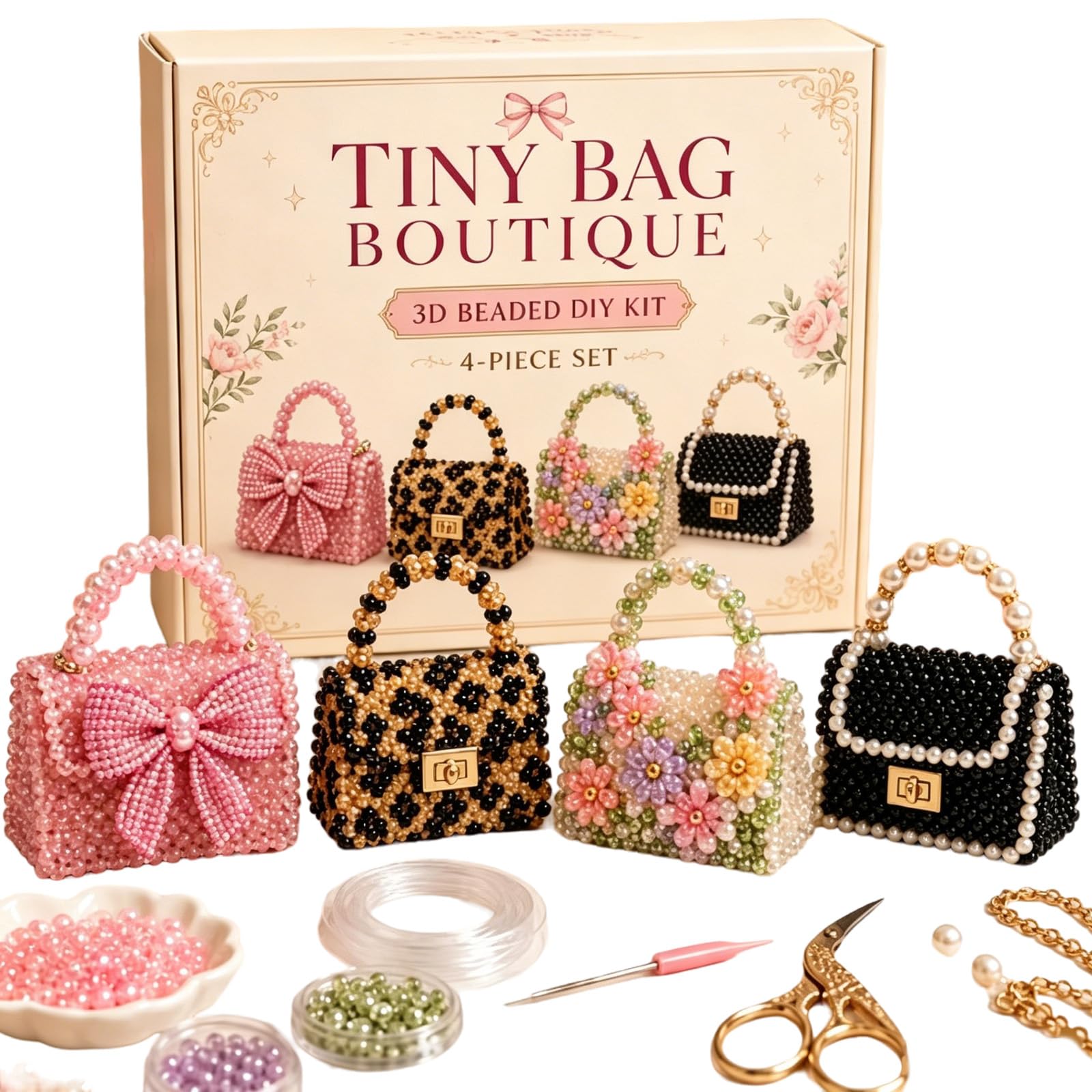 GETBSTOOP Tiny 3D Beaded Animal DIY Kit, DIY 3D Creative Bead Embroidery Kits, Cute Animals Beading Craft Set with Instructions, 3D Animal Themed Beadwork Kit for Beginners & Craft Enthusiasts