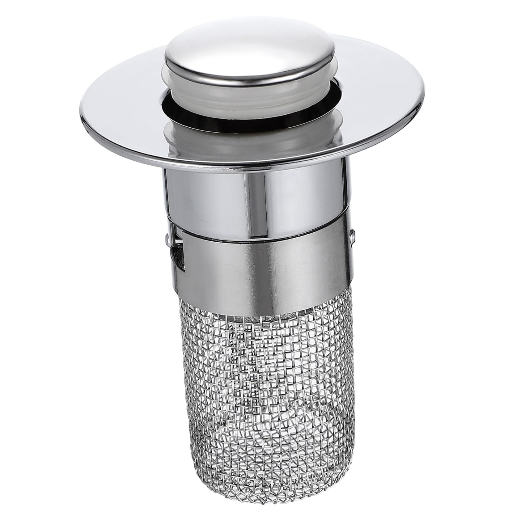 DOITOOL Tapón Desagüe Lavabo Baño Pulsador con Filtro Antiobstrucción Núcleo Rebote de Latón Abs y Acero Inoxidable Tapón Drenaje Fregadero Resistente y Práctico Adecuado para Baño y