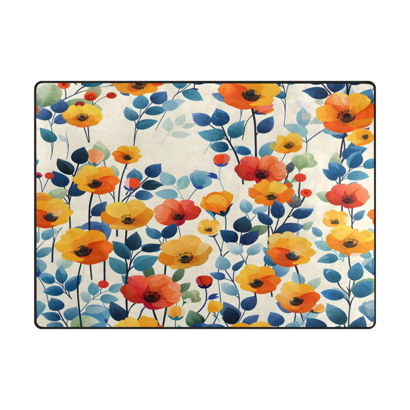 Tapis de sol contemporain antidérapant et doux pour habiller un grand séjour