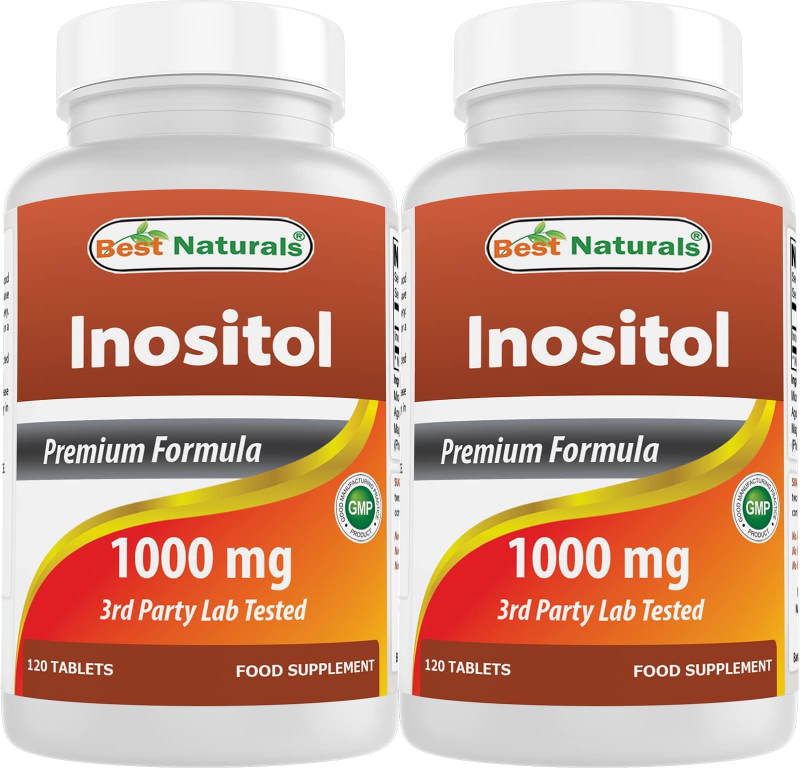 Best Naturals Inositol 1000 mg 120 Tablets - Manufactured in a USA Based GMP Certified and FDA Inspected Facility and Third Party Tested for Purity. Guaranteed!! (120 Count (Pack of 2))