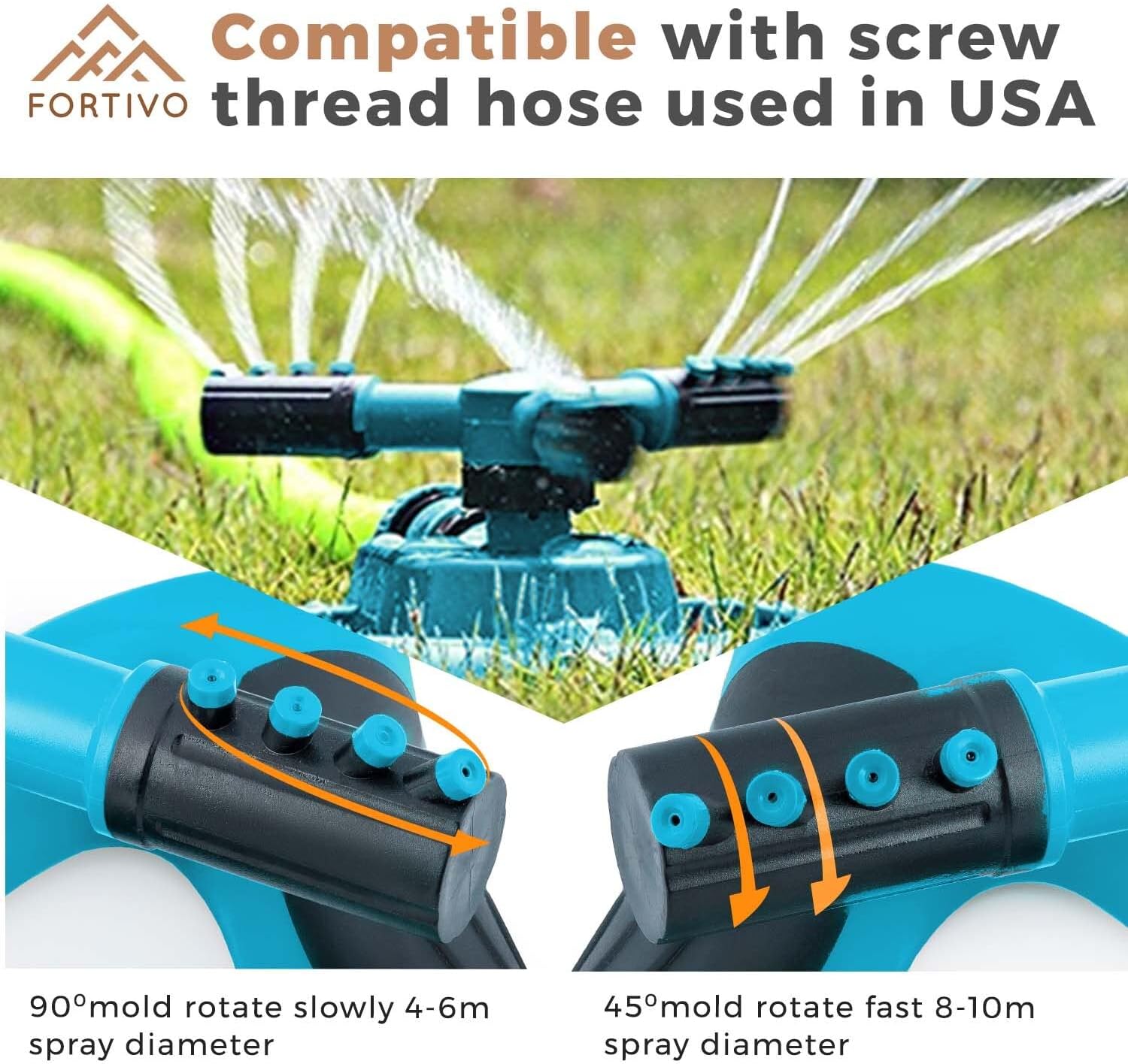 Lawn Sprinkler Garden Sprinkler - 2023 Updated, Automatic 360 Rotating Adjustable Large Area, Yard Sprinkler System, Oscillating Sprinkler Watering Sprayer Easy Hose Connection, Yard Sprinkler