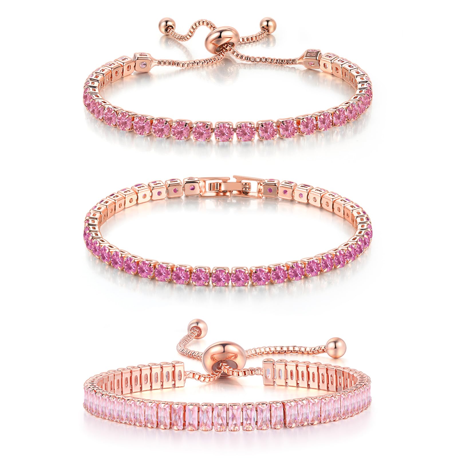4 Pcs Tennis Bracelet Set Silver Plated Marquise Cubic Zirconia CZ Diamond Dainty Adjustable Silver Bracelets for Women Brides Stackable Fashion Jewelry Wedding Prom Gift